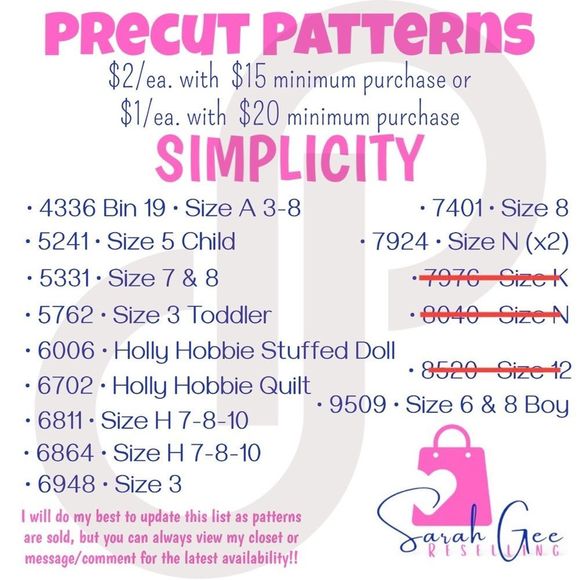 INCREDIBLE SEWING PATTERNS SALE!! PLEASE READ DESCRIPTION!! MUST GO!!! - Picture 4 of 5